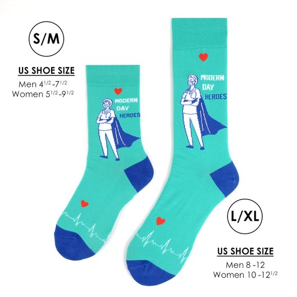 Health Care Heroes Modern Heroes Novelty Socks L/X - Picture 9 of 9
